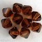 8 4mm Swarovski Crystal Bicones -- Smoked Topaz