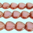 10 15x15mm Window Heart Beads:Milky Trans. Pink-Picasso