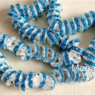 8 8mm Czech Glass Rondelles: Silver - Aquamarine
