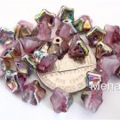 25 8mm Trumpet Flower Glass Beads: Vitrail - Pink/White