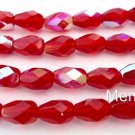 25 7x5 mm Czech Glass Firepolish Teardrops: Siam/Ruby AB