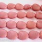 25 12x9 mm Czech Glass Twisted Flat Ovals: Oraque Pink