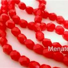 50 4mm Czech Glass Firepolish Beads: Oraque Red