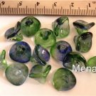 12 12mm Three Petal Flower Beads: Blueberry/Green Tea