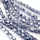 25 6mm Czech Glass Firepolish Beads: Metalic/Lavender