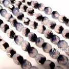 25 6mm Czech Glass Firepolish Beads: Aubergine/Milky White