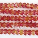 25 8mm Czech Glass Bell Flowers: Coated - Fuschia/Lemon