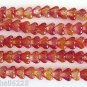 25 8mm Czech Glass Bell Flowers: Coated - Fuschia/Lemon