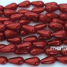 10 15x8mm Czech Glass Pearl Coated Drops: Tangerine