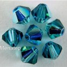 8 4mm Swarovski Crystal Bicones -- Indicolite AB
