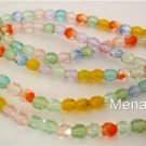 50 4mm Czech Glass Firepolish Beads: Summer Mix