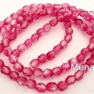 50 4mm Czech Gl. Firepolish Beads: Coated-Hot Cranberry