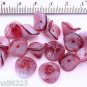 12 12mm 3-Petal Flower Glass Beads: Fuschia/Silky Blue