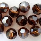 3 6mm Swarovski 5000 Crystal Rounds--Smoked Topaz Satin