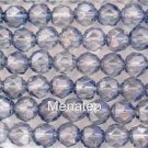 25 6mm Czech Fp. Renaissance Beads: Luster Transp. Blue