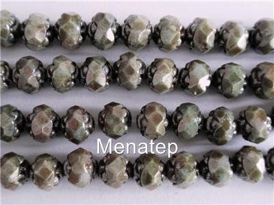 25 5/6mm Czech Small Rosebud: Luster - Oraque Green