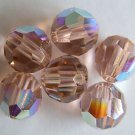 3 6 mm Swarovski 5000 Crystal Rounds -- Vintage Rose AB