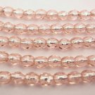 50 4 mm Czech Glass Firepolish Beads: Rosaline/Silver Lined