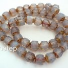 25 6mm Czech Glass Renaissance Style Beads: Milky Amethyst