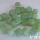 25 8mm Czech Glass Diagonal Hole Cube Beads: Milky Light Peridot