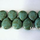 6  12 x 16 mm Pear Shaped Drops : Opaque Turquoise - Picasso