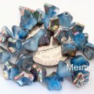 25 8 mm Trumpet Flower Glass Beads: Vitrail - Light Blue/White