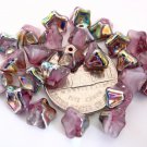 25 8 mm Trumpet Flower Glass Beads: Vitrail - Pink/White