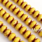 25 5x7 mm Czech Gemstone Donuts: Copper - Opaque Yellow