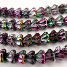 50 6mm Czech Baby Bell Flowers: Coated - Marea Peacock/Gold