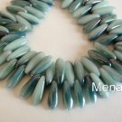 25 5 x 16 mm Czech Glass Dagger Beads: Ultra Luster - Turquoise Blue