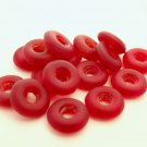 50 8 x 2.5 mm Czech Glass Donut Beads: Matte - Siam/Ruby