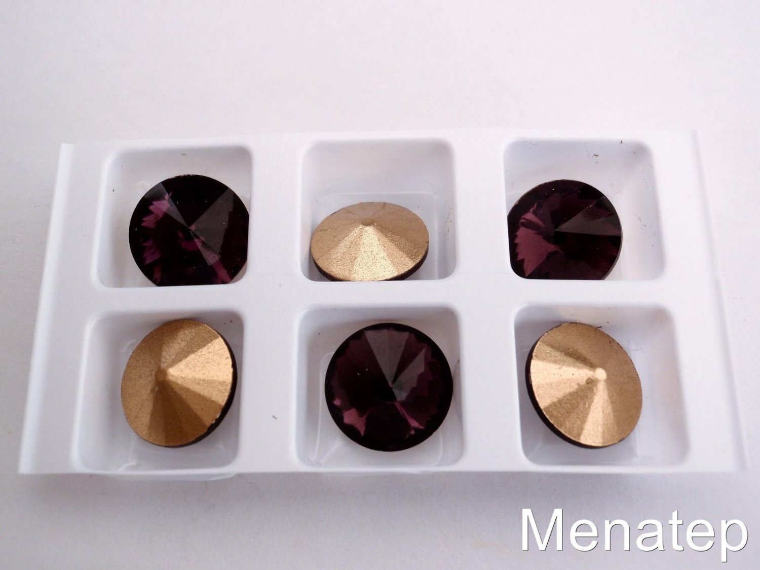 4(Four)  14 mm Rivoli Beads: Amethyst