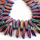 25 5x16mm Czech Glass Daggers: Iris - Purple