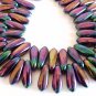 25 5x16mm Czech Glass Daggers: Iris - Purple