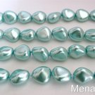 12 11 x 9 mm Czech Glass Nugget Beads: Pearl Coated - Aqua