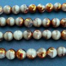 12 8mm Czech Glass Round Beads: Coral Grey - Luster Pink