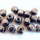 50 4x4mm Czech Glass Cube Beads: Luster - Opaque Navy