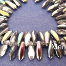 50 3x10mm Czech Glass Dagger Beads: Vitrail - Crystal