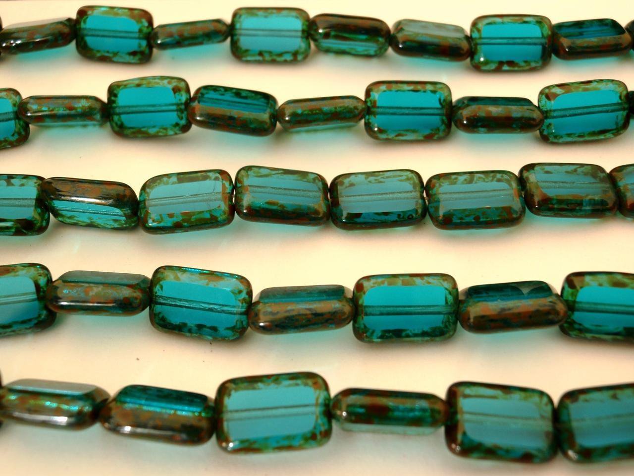 10 12 x 8mm Polished Rectangles: Teal - Picasso