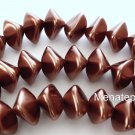 6(Six)  11x15mm Wonky Oval Beads: Pearl Coated - Bronze