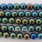 50 6 mm Czech Glass Round Beads: Iris - Green