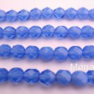25  6 mm Czech Glass Firepolish Beads: Milky Sapphire