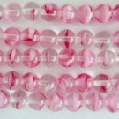50 6 mm Czech Glass Round Beads: Crystal/Pink