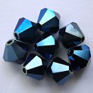 5 6mm Swarovski 5301 Crystal Bicones - Metal. Blue 2x(Please Read Item Descrip.)