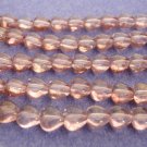 50 6 x 6 mm Heart Beads: Luster - Transparent Topaz /Pink
