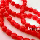 25 6mm Czech Glass Firepolish Beads: Opaque Red