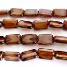 10 12 x 8mm Polished Rectangles: Smoky Topaz / White - Bronze Picasso