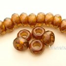 4(Four)  8x13mm Large Hole Rondelle Beads: Pearl Coated - Patina