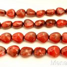 12 11 x 9 mm Czech Glass Nugget Beads: Pearl Coated - Marbled Red