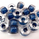 25 5 x 9 mm Czech Glass Roller Beads: Crystal - Navy Blue Lined